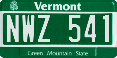 VT license plate NWZ541