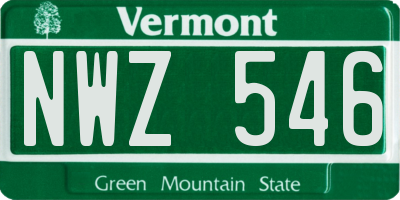 VT license plate NWZ546