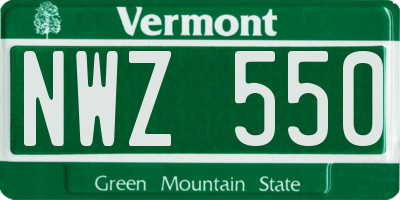 VT license plate NWZ550