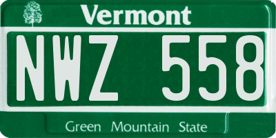 VT license plate NWZ558