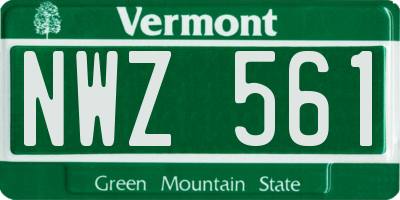 VT license plate NWZ561