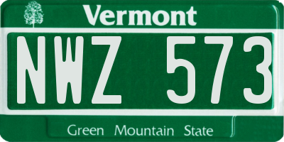 VT license plate NWZ573