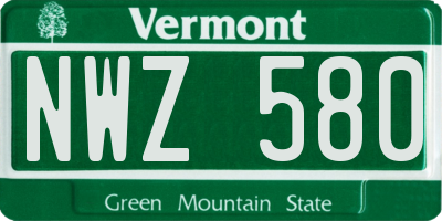 VT license plate NWZ580