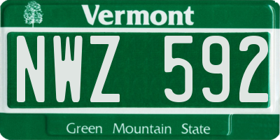 VT license plate NWZ592