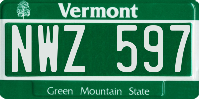 VT license plate NWZ597