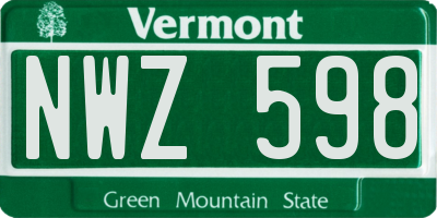 VT license plate NWZ598