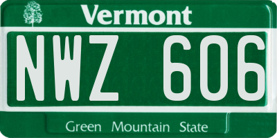 VT license plate NWZ606