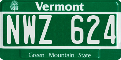 VT license plate NWZ624