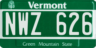 VT license plate NWZ626