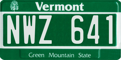 VT license plate NWZ641