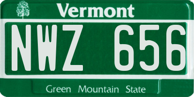VT license plate NWZ656