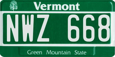 VT license plate NWZ668