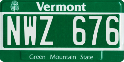 VT license plate NWZ676