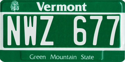 VT license plate NWZ677