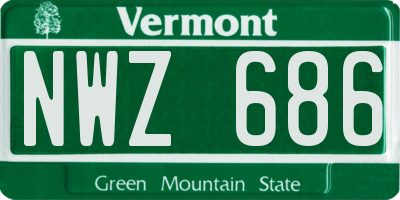 VT license plate NWZ686