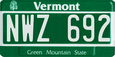 VT license plate NWZ692