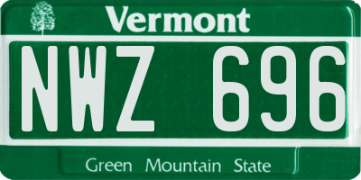 VT license plate NWZ696