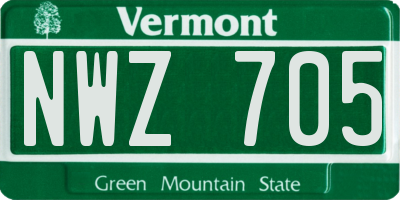 VT license plate NWZ705