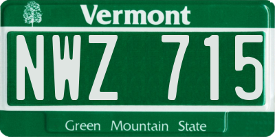 VT license plate NWZ715