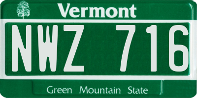 VT license plate NWZ716
