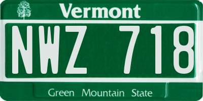 VT license plate NWZ718