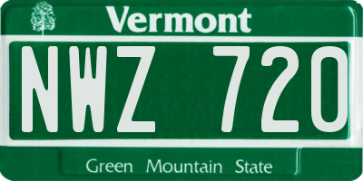 VT license plate NWZ720