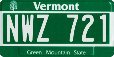 VT license plate NWZ721