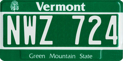 VT license plate NWZ724