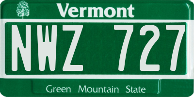 VT license plate NWZ727