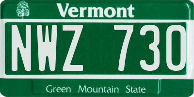 VT license plate NWZ730