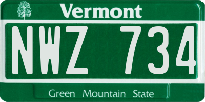 VT license plate NWZ734