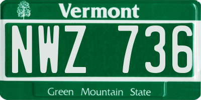 VT license plate NWZ736