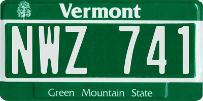 VT license plate NWZ741