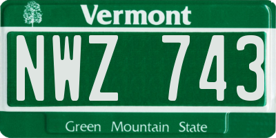 VT license plate NWZ743