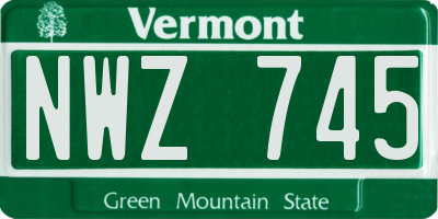 VT license plate NWZ745