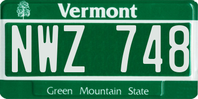VT license plate NWZ748