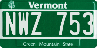 VT license plate NWZ753