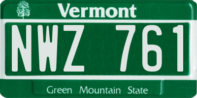VT license plate NWZ761