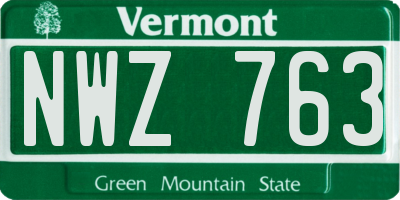 VT license plate NWZ763