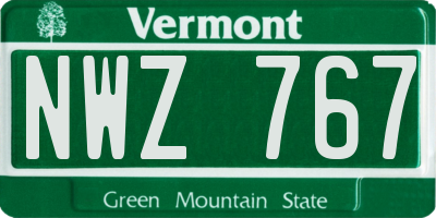 VT license plate NWZ767