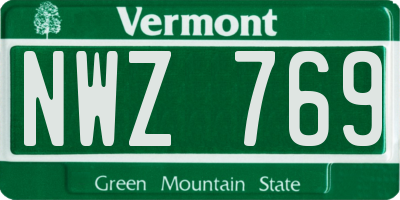 VT license plate NWZ769
