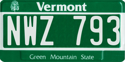 VT license plate NWZ793