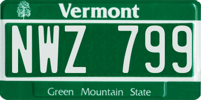 VT license plate NWZ799