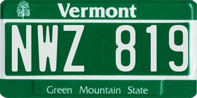 VT license plate NWZ819