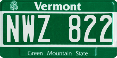 VT license plate NWZ822