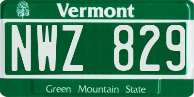 VT license plate NWZ829