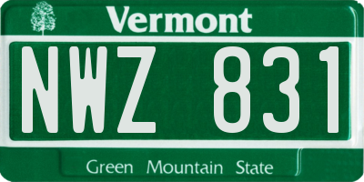 VT license plate NWZ831