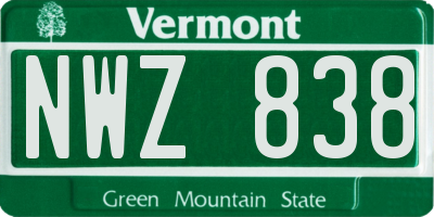 VT license plate NWZ838