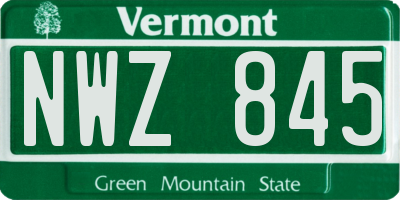 VT license plate NWZ845