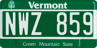 VT license plate NWZ859